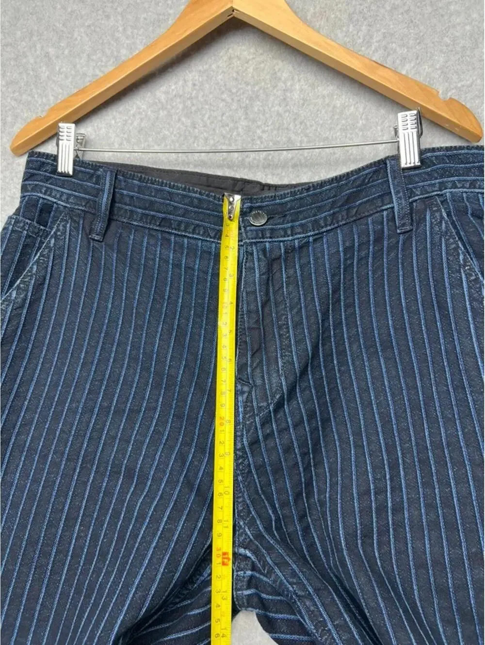 True Religion Devin PinStriped Cropped Jeans 34W Y2K Workwear Skater Retro